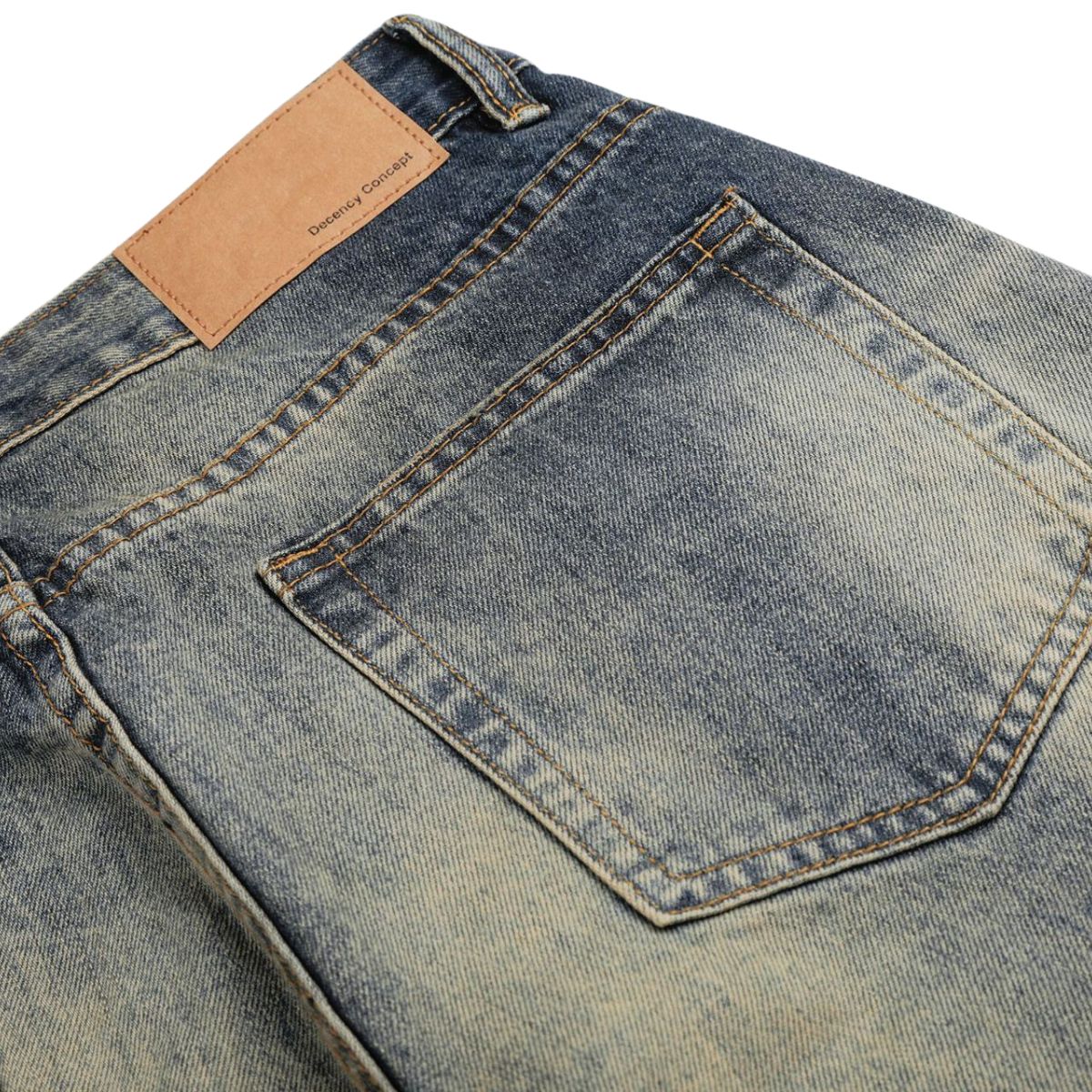 Vintage Washed Wide Leg Whiskered Jeans