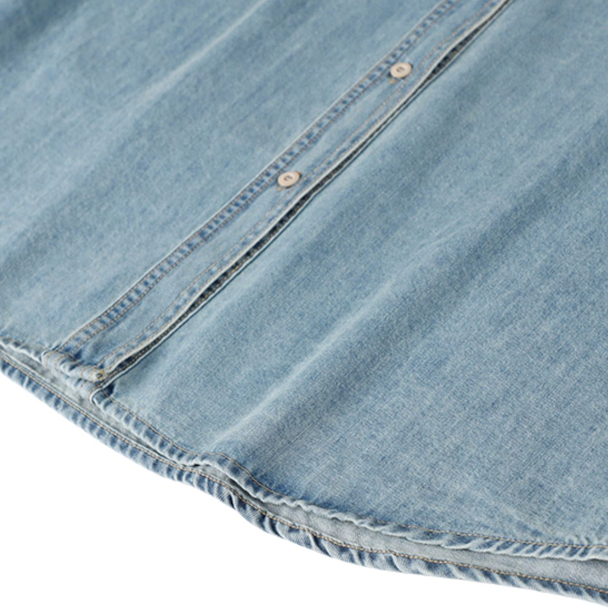 Long-Sleeve Button-Front Denim Shirt