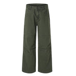 Vintage Washed Workwear Wide-Leg Relaxed Cargo Pants