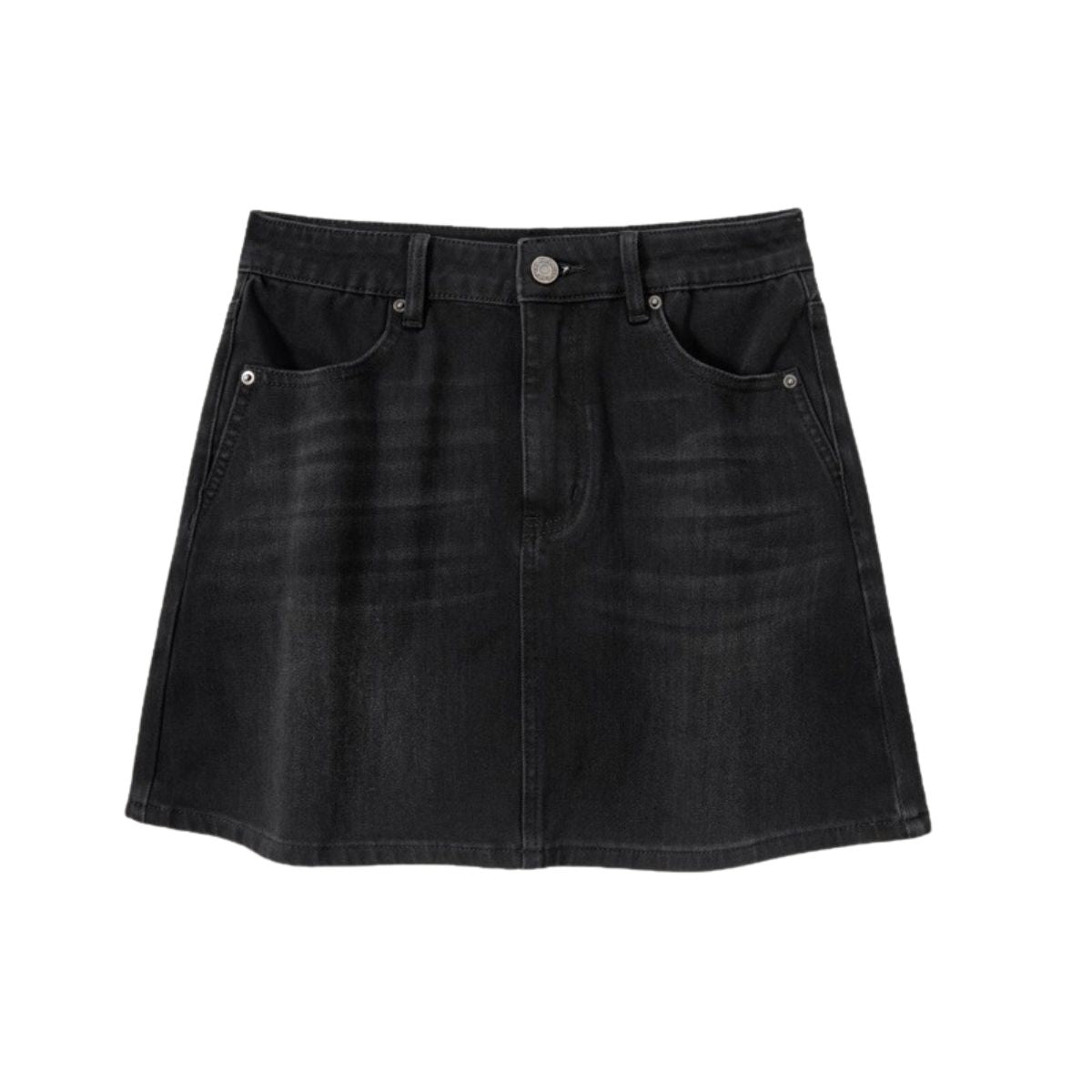 Vintage Black Whisker Denim Mini Skirt