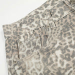 Leopard Print Cargo Wide-Leg Denim Pants