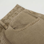 Adjustable Cuffs High Waist Wide Leg Beige Cargos