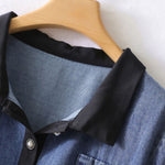 Patchwork Short-Sleeve Denim Shirtdress