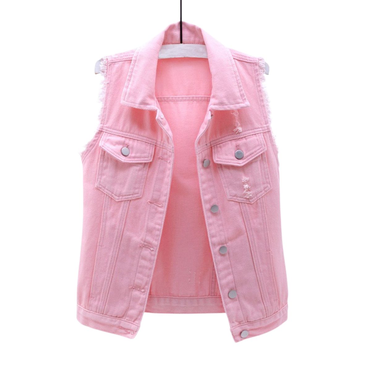 Women's Relaxed Fit Ripped Denim Vest