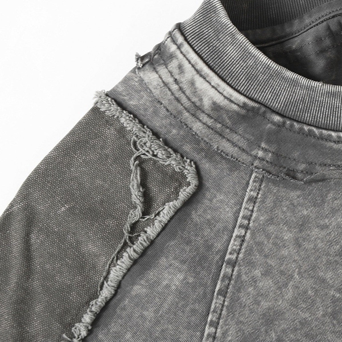 Vintage Washed Patchwork Short Sleeve Chest Pocket Tee