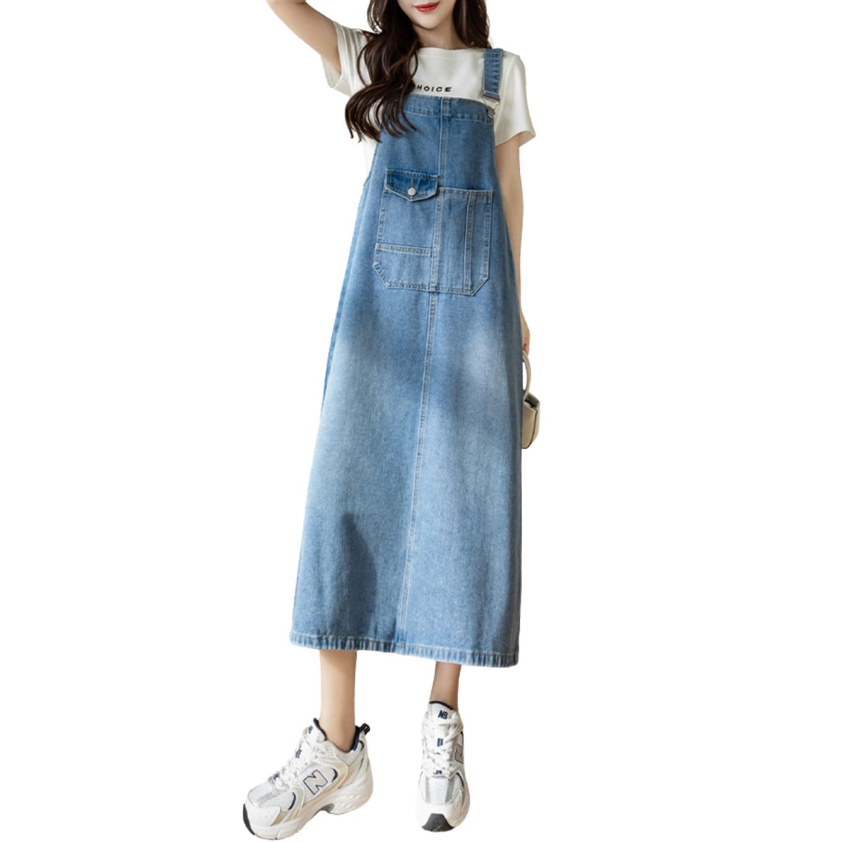 Oversized Denim Midi Slip Dress