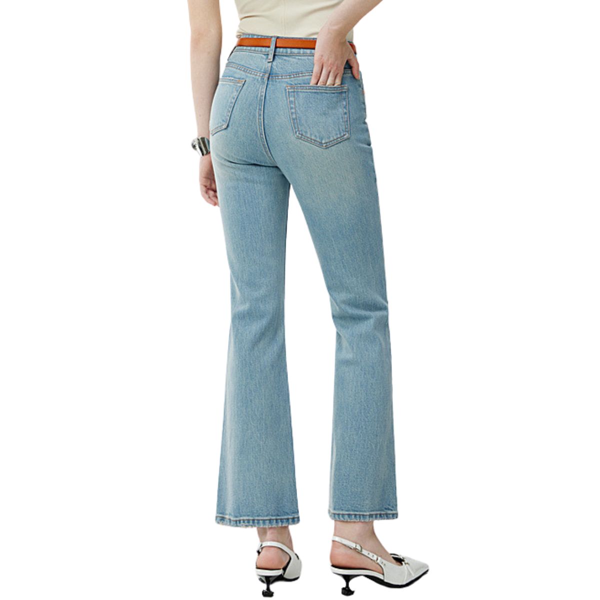 Risen High-Rise Raw Hem Bootcut Jeans