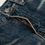 Vintage Dark Wash Faded Wide Denim