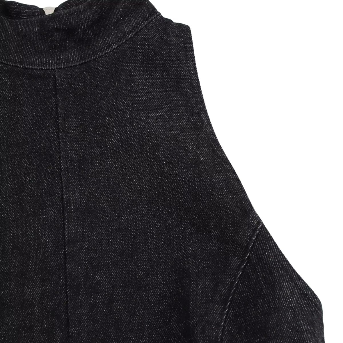 Black Sleeveless High-Neck Ruffled Mini Dress
