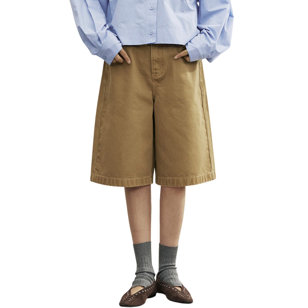 Women's Solid Color Bermuda Denim Shorts