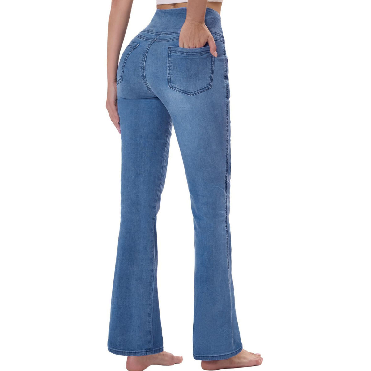 Women's Washed Stretch Knit Bootcut Jeans