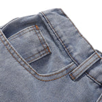 Floral Embroidery Washed Denim Shorts