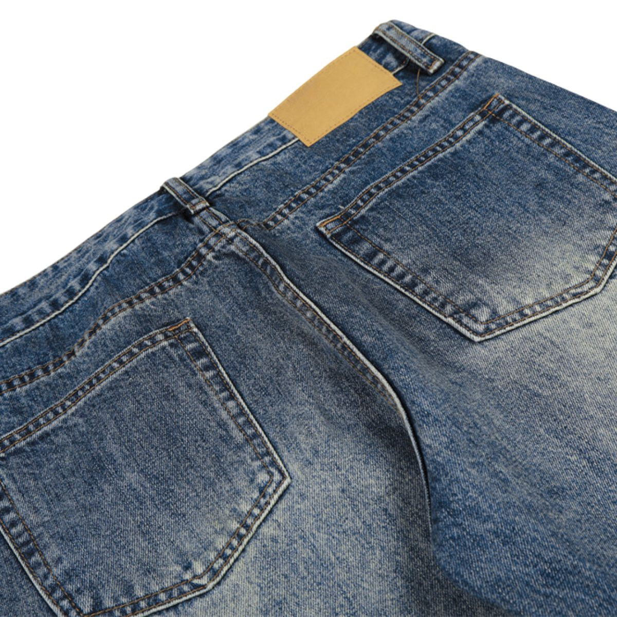 Men's Mid-Rise Straight-Leg Washed Denim Pants �Vintage Casual