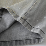 Splash Print Distressed Wash Denim Bermuda Shorts