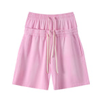 Casual Drawstring Double Waistband Shorts