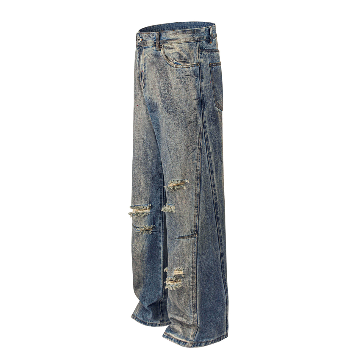 Vintage Distressed Ripped Relaxed-Straight Jeans