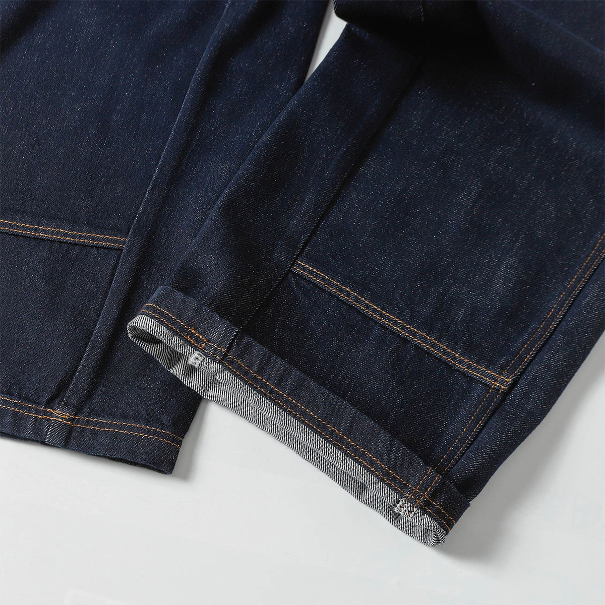 Raw Denim Straight-Leg Jeans High-Street Turquoise Accent