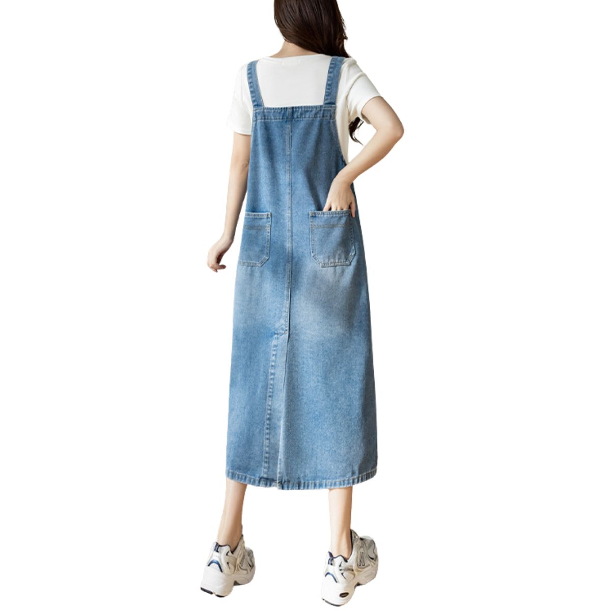 Oversized Denim Midi Slip Dress