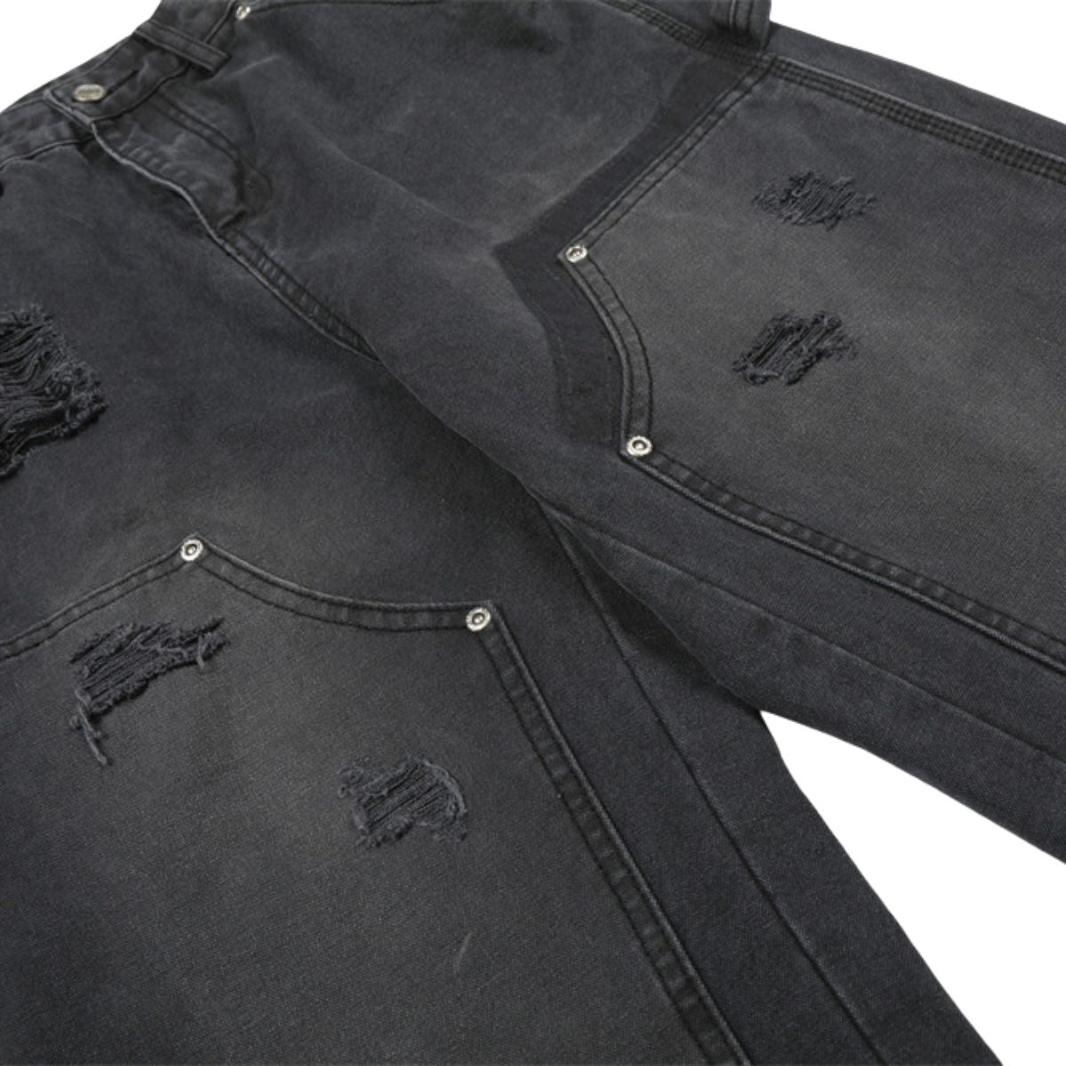Men's Distressed Punk Cargo Pants �Loose Wide-Leg Streetwear