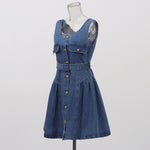 Belted Flared Denim Mini Dress
