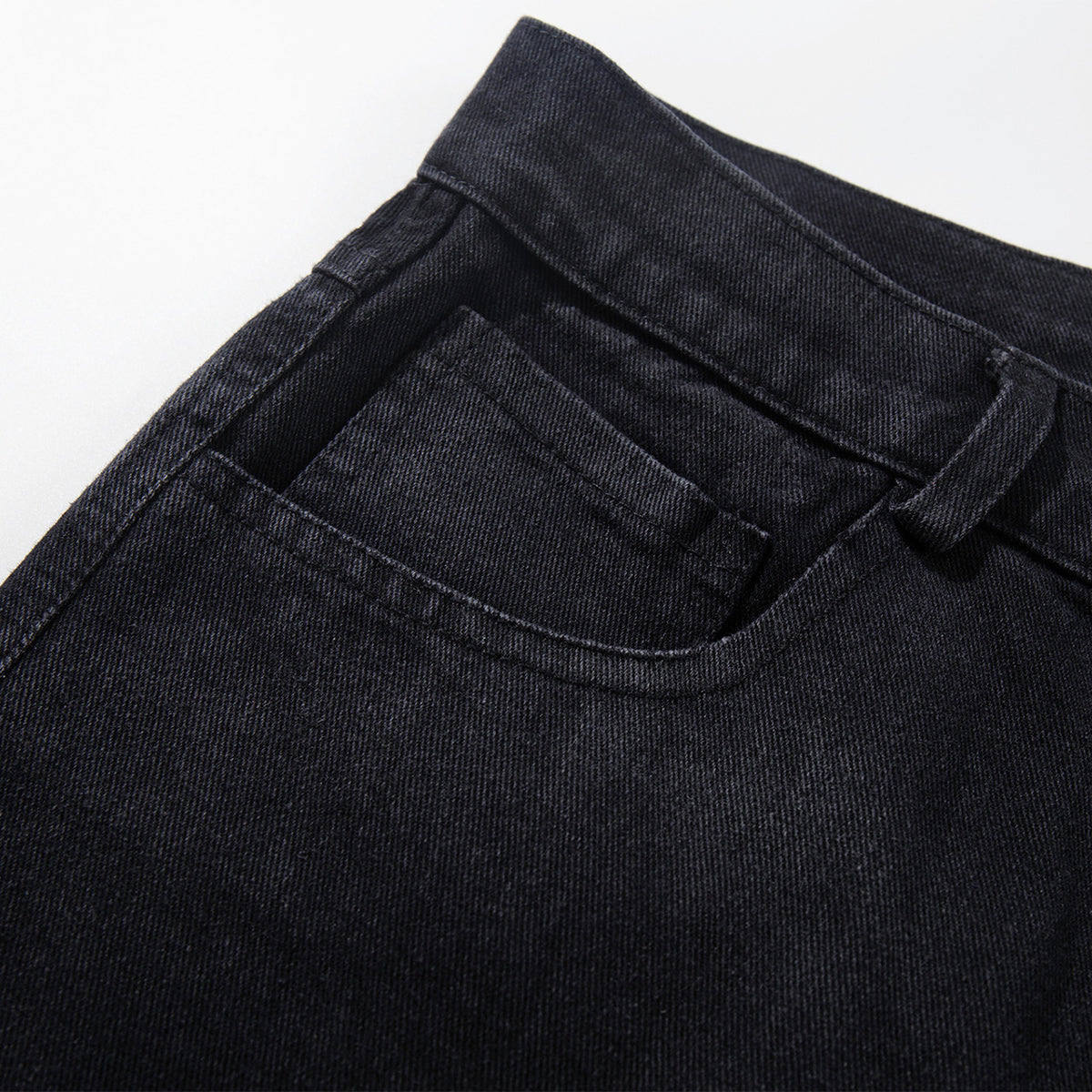 Black Wide Leg Jeans Snake Print Faded Detailing