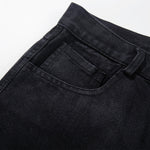 Black Wide Leg Jeans Snake Print Faded Detailing