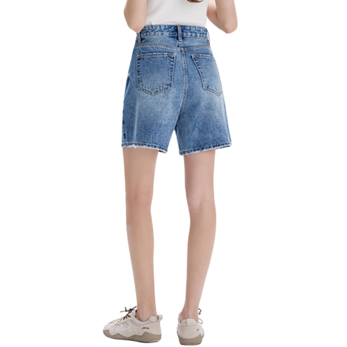 Relaxed Fit Whisker Denim Shorts