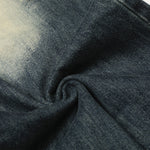 Faded Whisker Detailing Distressed Wide Leg Denim Jeans