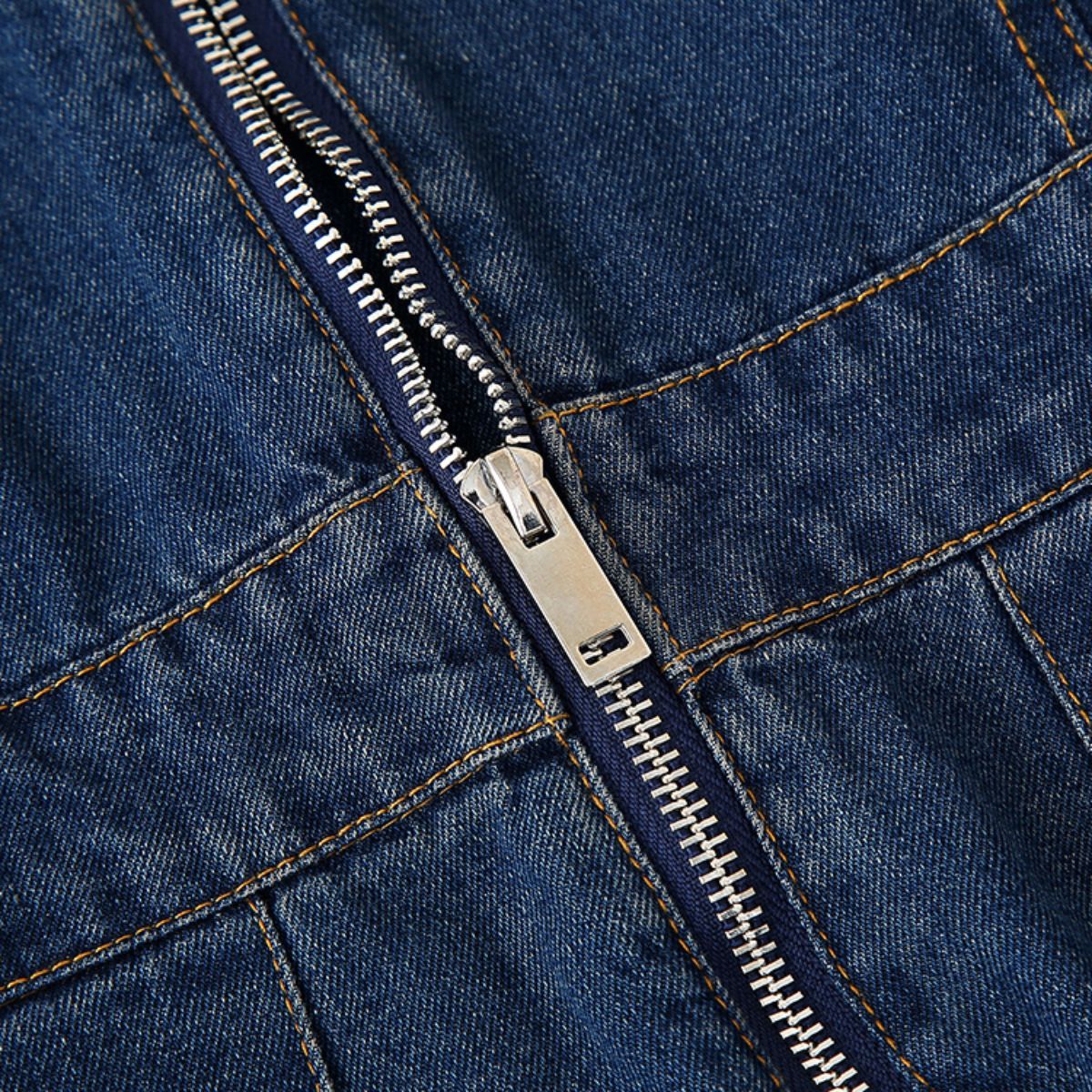 A-Line Sleeveless Denim Midi Dress