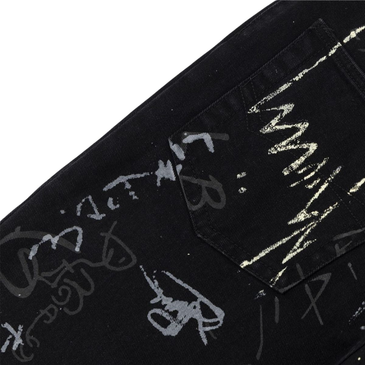 Smoke Rise Graffiti Black Wide-Leg Printed Jeans