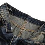 Vintage Washed Wide Leg Whiskered Jeans