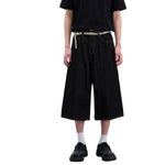 Raw Loose Straight-Leg Bermuda Washed Denim Shorts