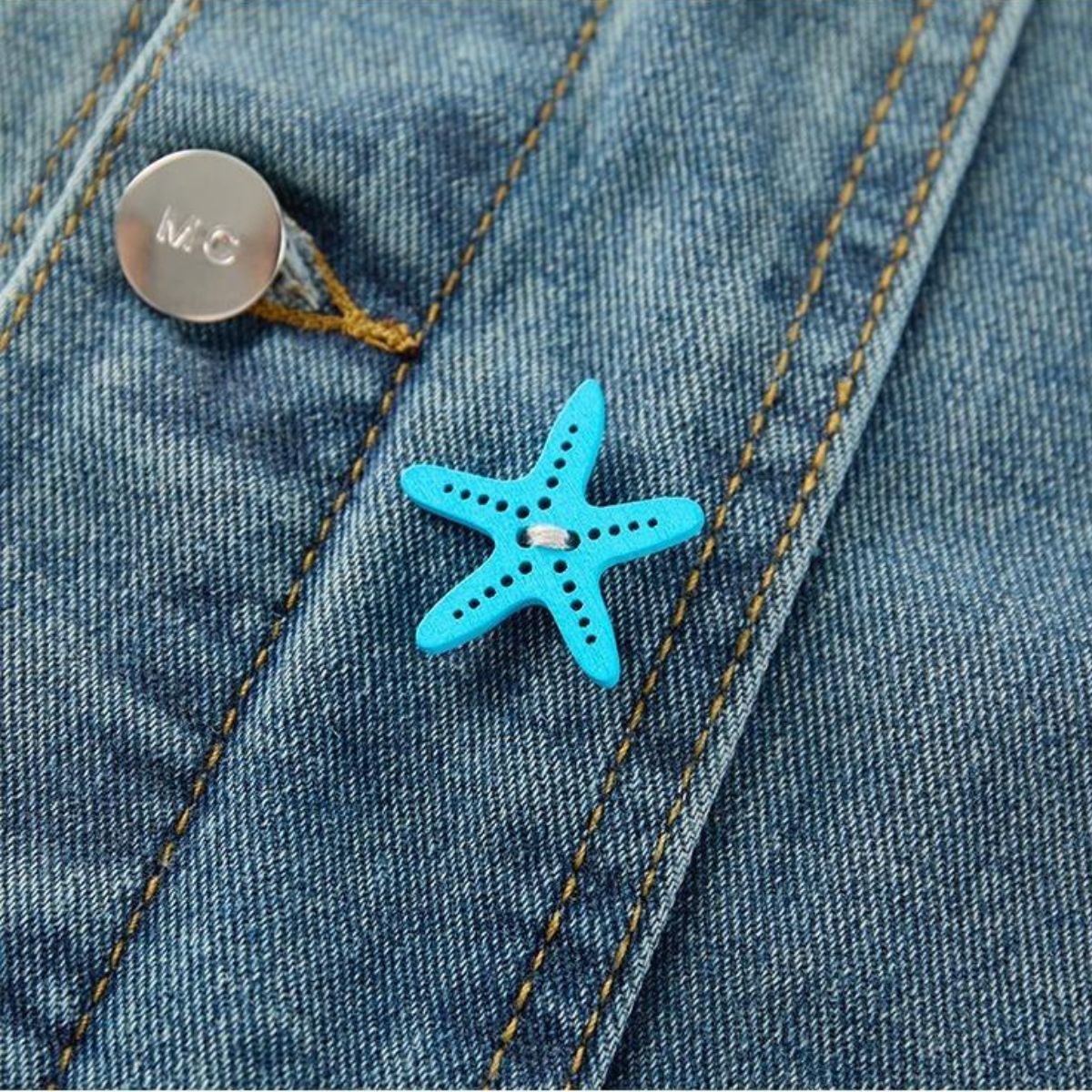 Colorful Buttoned Denim Trucker Jacket