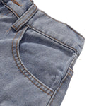 Floral Embroidery Washed Denim Shorts