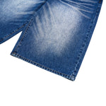 Washed Indigo Relaxed Fit Utility Denim Shorts