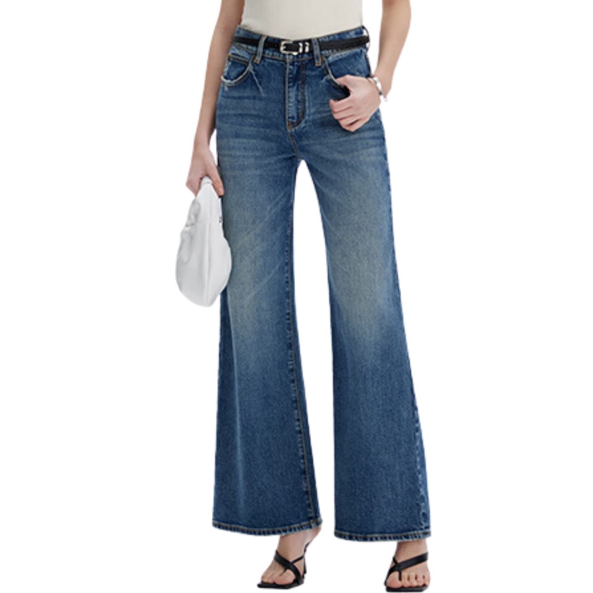 Risen Women's High-Rise Wide Leg Jeans