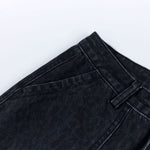 Vintage Washed Leopard Print Relaxed Wide Jeans