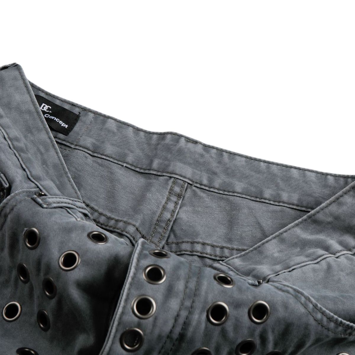 Vintage Washed Eyelet Wide Leg Denim Jeans