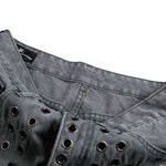Vintage Washed Eyelet Wide Leg Denim Jeans