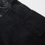 Marble Pattern Panels Black Wide Leg Painter Pants