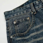 Vintage Dark Wash Faded Wide Denim