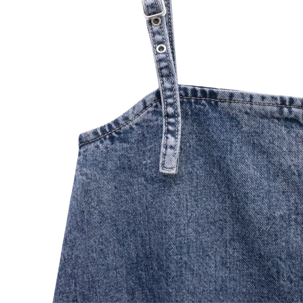 Adjustable Straps A-Line Denim Slip Dress