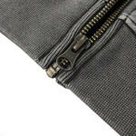 Stand Collar Panel Detail Washed Zip Up Sweatshirt