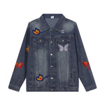 Butterfly Embroidery Denim Trucker Jacket