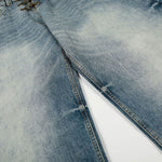 Distressed Wide Leg Gold Closure Denim