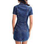 Denim Short Sleeve Top and Mini Skirt Set