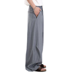 Vintage American Stripe Wide-Leg Curved Trousers