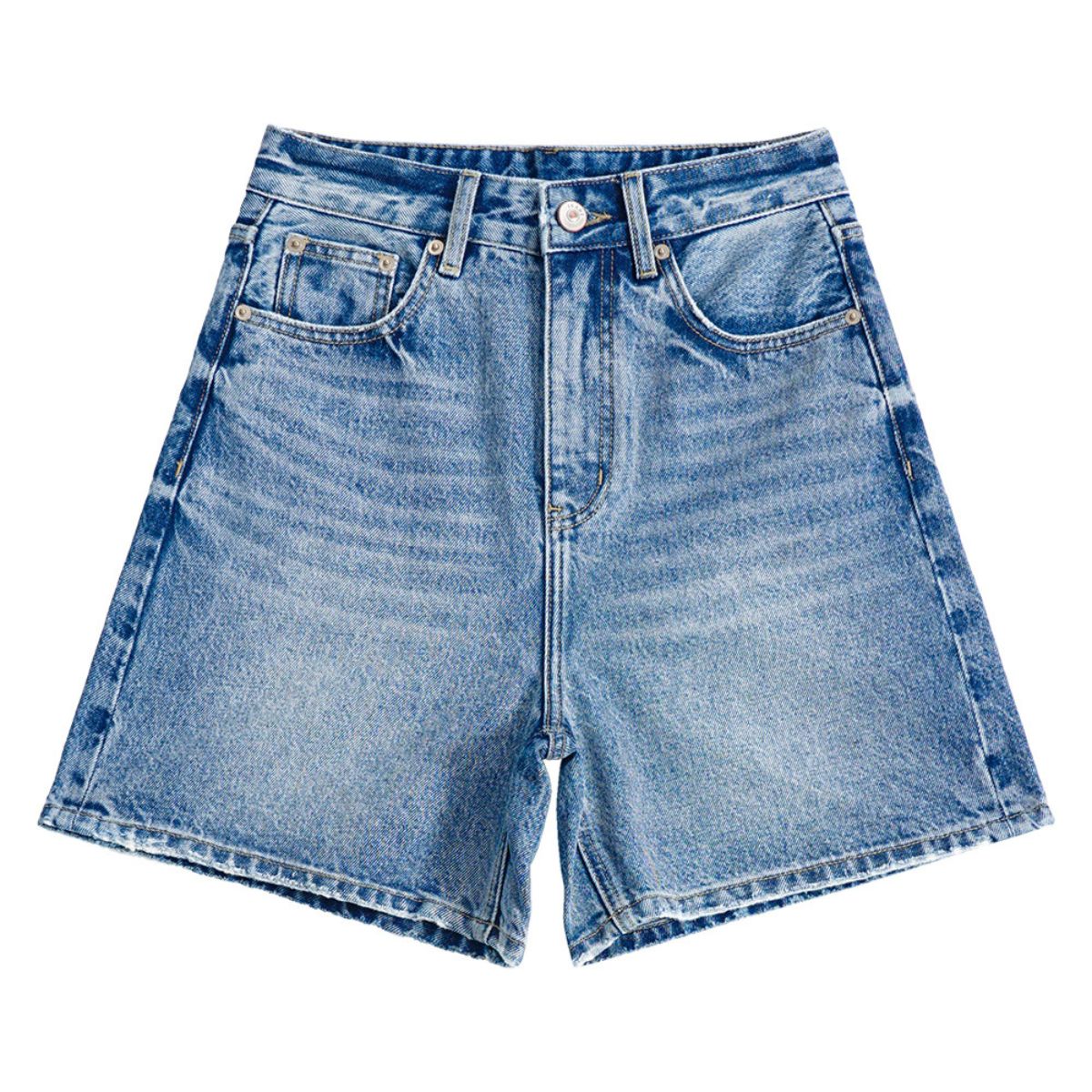 Relaxed Fit Whisker Denim Shorts