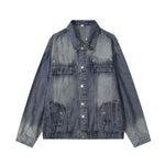 Silver Metal Flower Studs Denim Jacket