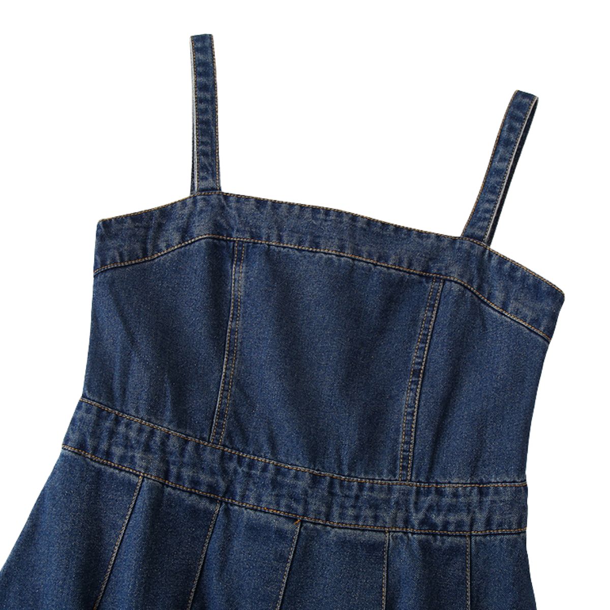 A-Line Sleeveless Denim Midi Dress